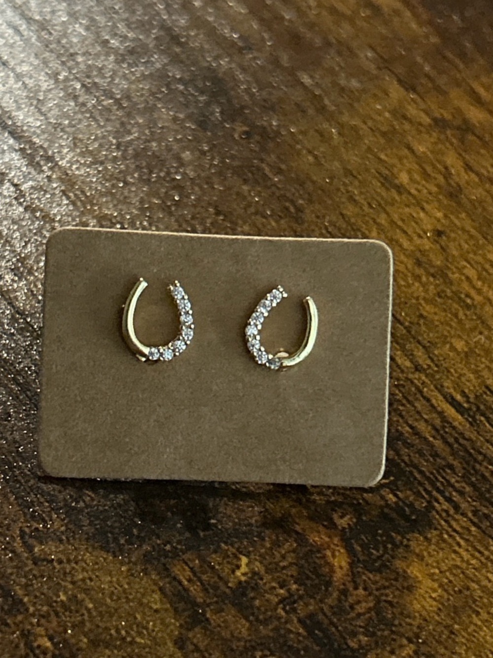 Gold Crystal Half-Hoop Horseshoe Stud Earrings - Elegant Women’s Jewelry